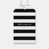 Aangepaste naam zwart-wit Striped Patroon Cadeaulabel (Voorkant)