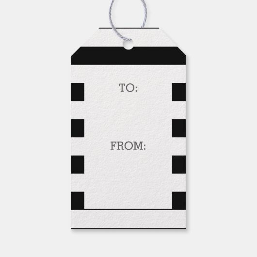 Aangepaste naam zwart-wit Striped Patroon Cadeaulabel (Achterkant)