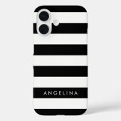 Aangepaste naam zwart-wit Striped Patroon Case-Mate iPhone Case (Achterkant)