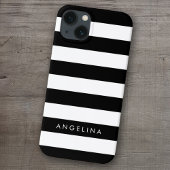 Aangepaste naam zwart-wit Striped Patroon Case-Mate iPhone Case