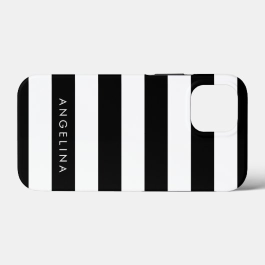 Aangepaste naam zwart-wit Striped Patroon Case-Mate iPhone Case (Achterkant (horizontaal))