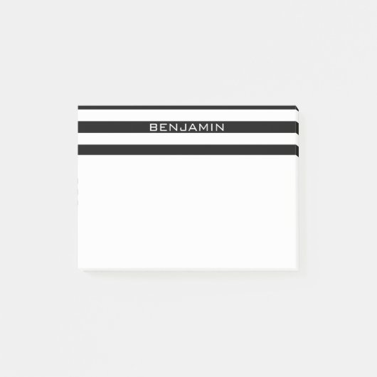 Aangepaste naam zwart-wit Striped Patroon Post-it® Notes (Voorkant)