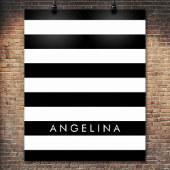 Aangepaste naam zwart-wit Striped Patroon Poster