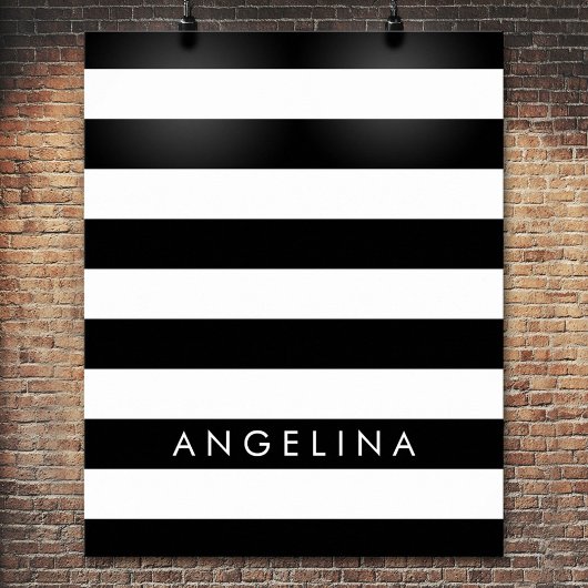 Aangepaste naam zwart-wit Striped Patroon Poster