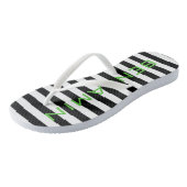 Aangepaste naam zwart-wit Striped Patroon Teenslippers (Schuin)