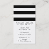 Aangepaste naam zwart-wit Striped Patroon Visitekaartje (Achterkant)