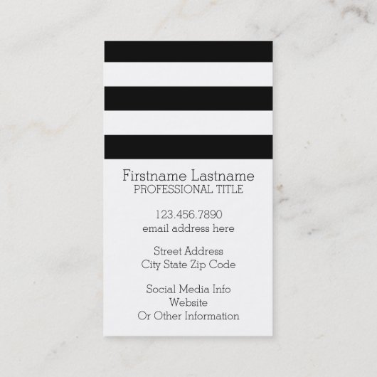 Aangepaste naam zwart-wit Striped Patroon Visitekaartje (Achterkant)