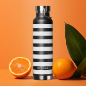 Aangepaste naam zwart-wit Striped Patroon Waterfles