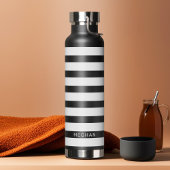 Aangepaste naam zwart-wit Striped Patroon Waterfles