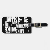 Aangepaste naam Zwart-wit typografie Bagagelabel (Voorkant horizontaal)