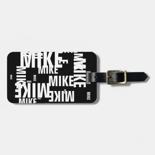 Aangepaste naam Zwart-wit typografie Bagagelabel (Voorkant horizontaal)