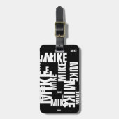Aangepaste naam Zwart-wit typografie Bagagelabel (Voorkant verticaal)
