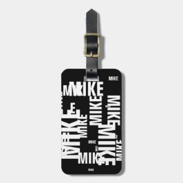 Aangepaste naam Zwart-wit typografie Bagagelabel