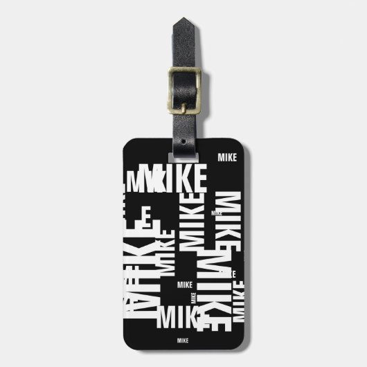 Aangepaste naam Zwart-wit typografie Bagagelabel (Voorkant verticaal)