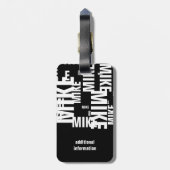 Aangepaste naam Zwart-wit typografie Bagagelabel (Achterkant verticaal)