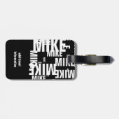 Aangepaste naam Zwart-wit typografie Bagagelabel (Achterkant horizontaal)