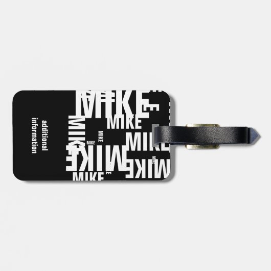 Aangepaste naam Zwart-wit typografie Bagagelabel (Achterkant horizontaal)