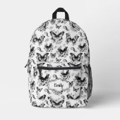 Aangepaste naam Zwart Wit Vlinder Rugzak (Voorkant)