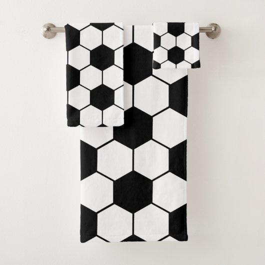 Aangepaste naam Zwart-wit Voetbal Bad Handdoek (Insitu)