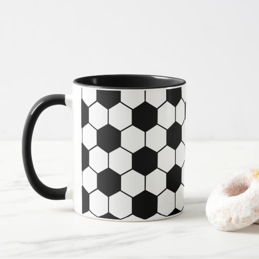 Aangepaste naam Zwart-wit Voetbal Mok (Met donut)