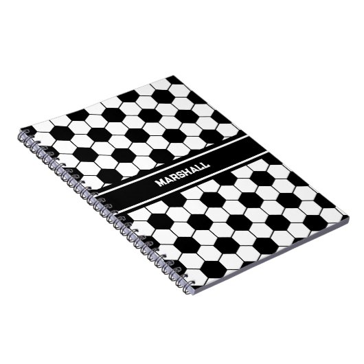 Aangepaste naam Zwart-wit Voetbal Notitieboek (Rechterzijde)