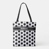 Aangepaste naam Zwart-wit Voetbal Tote Bag (Achterkant)