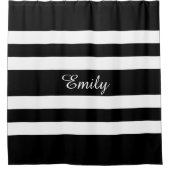 Aangepaste naam zwart-witte strepen douchegordijn (Voorkant)