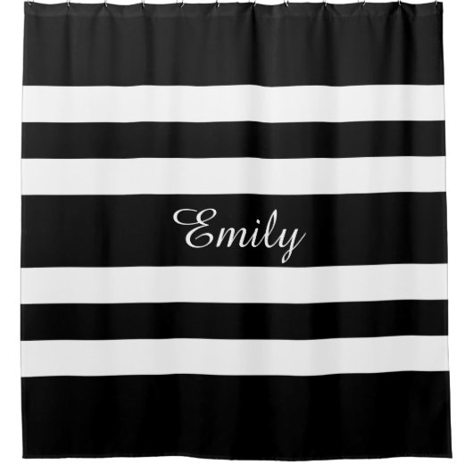 Aangepaste naam zwart-witte strepen douchegordijn (Voorkant)