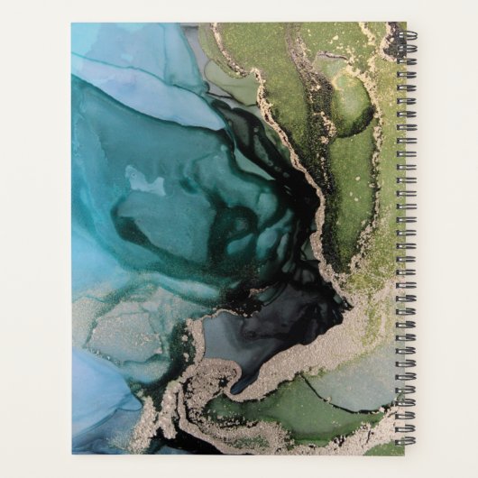 Aangepaste naam zwarte Blauwgroen groene, Abstract Planner (Achterkant)