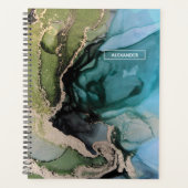 Aangepaste naam zwarte Blauwgroen groene, Abstract Planner (Voorkant)