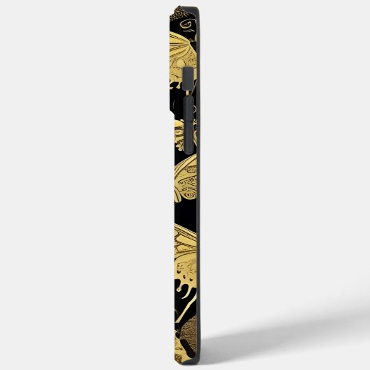 Aangepaste naam zwarte en goudvlinder Case-Mate iPhone case (Achterkant / Links)