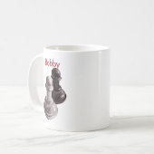 Aangepaste naam zwarte en witte kauwtinten koffiemok (Voorkant links)