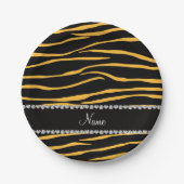 Aangepaste naam zwarte gele zebrastrepen papieren bordje (Voorkant)