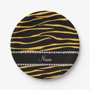 Aangepaste naam zwarte gele zebrastrepen papieren bordje