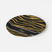 Aangepaste naam zwarte gele zebrastrepen papieren bordje (Gekanteld)