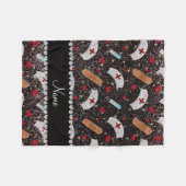 Aangepaste naam zwarte glitter verpleegster pet ha fleece deken (Voorkant (Horizontaal))