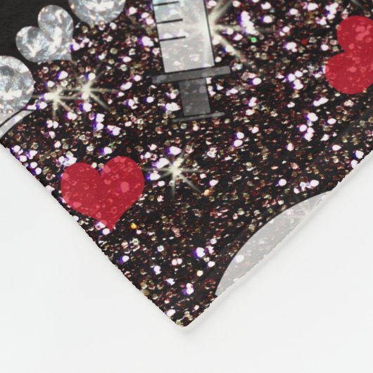 Aangepaste naam zwarte glitter verpleegster pet ha fleece deken (Hoek)