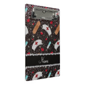 Aangepaste naam zwarte glitter verpleegster pet ha mini klembord (Schuin)