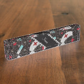 Aangepaste naam zwarte glitter verpleegster pet ha naambordje (Zijkant)