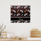 Aangepaste naam zwarte glitter verpleegster pet ha poster (Keuken)