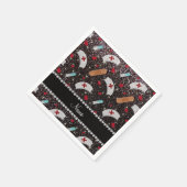 Aangepaste naam zwarte glitter verpleegster pet ha servetten (Hoek)