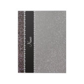 Aangepaste naam zwarte glitter zwarte streep notitieblok (Linkerzijde)