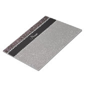 Aangepaste naam zwarte glitter zwarte streep notitieblok (Schuin)