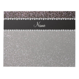 Aangepaste naam zwarte glitter zwarte streep notitieblok