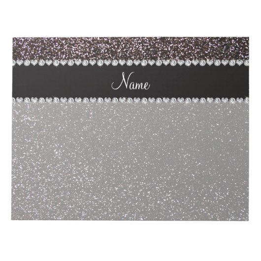 Aangepaste naam zwarte glitter zwarte streep notitieblok (Voorkant)