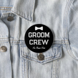 Aangepaste naam Zwarte Groom Bachelor Party Ronde Button 7,6 Cm
