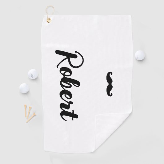 Aangepaste naam zwarte handlebar snor golfhanddoek (Insitu)