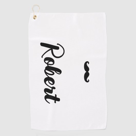 Aangepaste naam zwarte handlebar snor golfhanddoek (Voorkant)