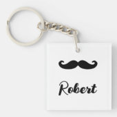 Aangepaste naam zwarte handlebar snor sleutelhanger (voorkant)