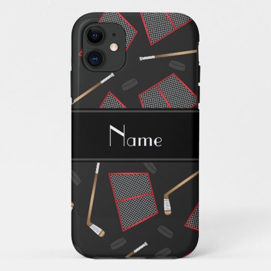 Aangepaste naam zwarte hockeysticks, kieuwnetten Case-Mate iPhone case (Achterkant)